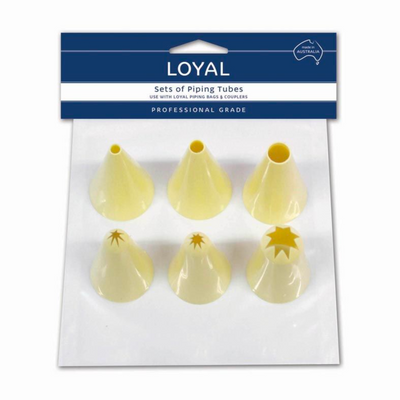 Assorted Plastic Star + Round Pastry Tube Set (6pc)