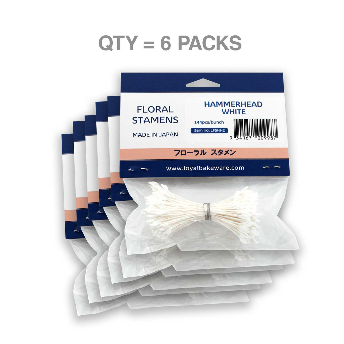 Floral Stamen Hammerhead White Large (6pk)