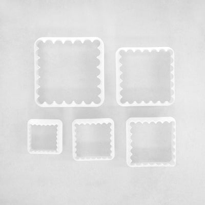 Plastic Plain + Scalloped Square Cutter Set (5pc)