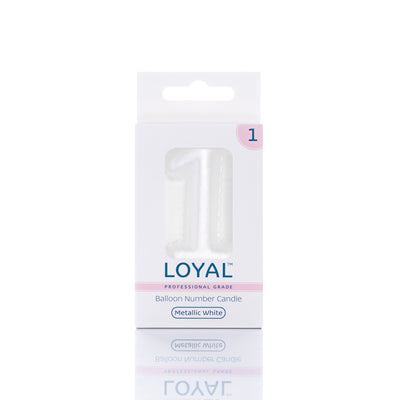 Number Candle Balloon Metallic White