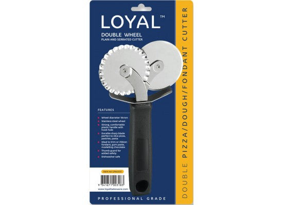 Double Wheel Plain + Serrated Fondant Dough & Pizza Cutter