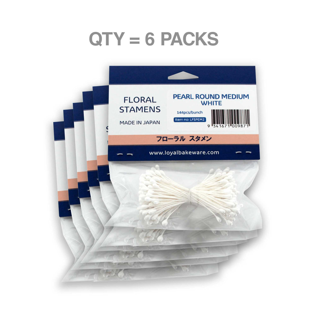 Floral Stamen Pearl White Medium (6pk)