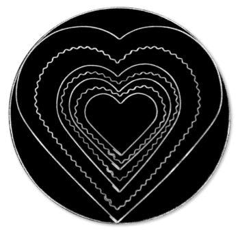 Tin Plate Plain + Scalloped Heart Cutter Set (7pc)