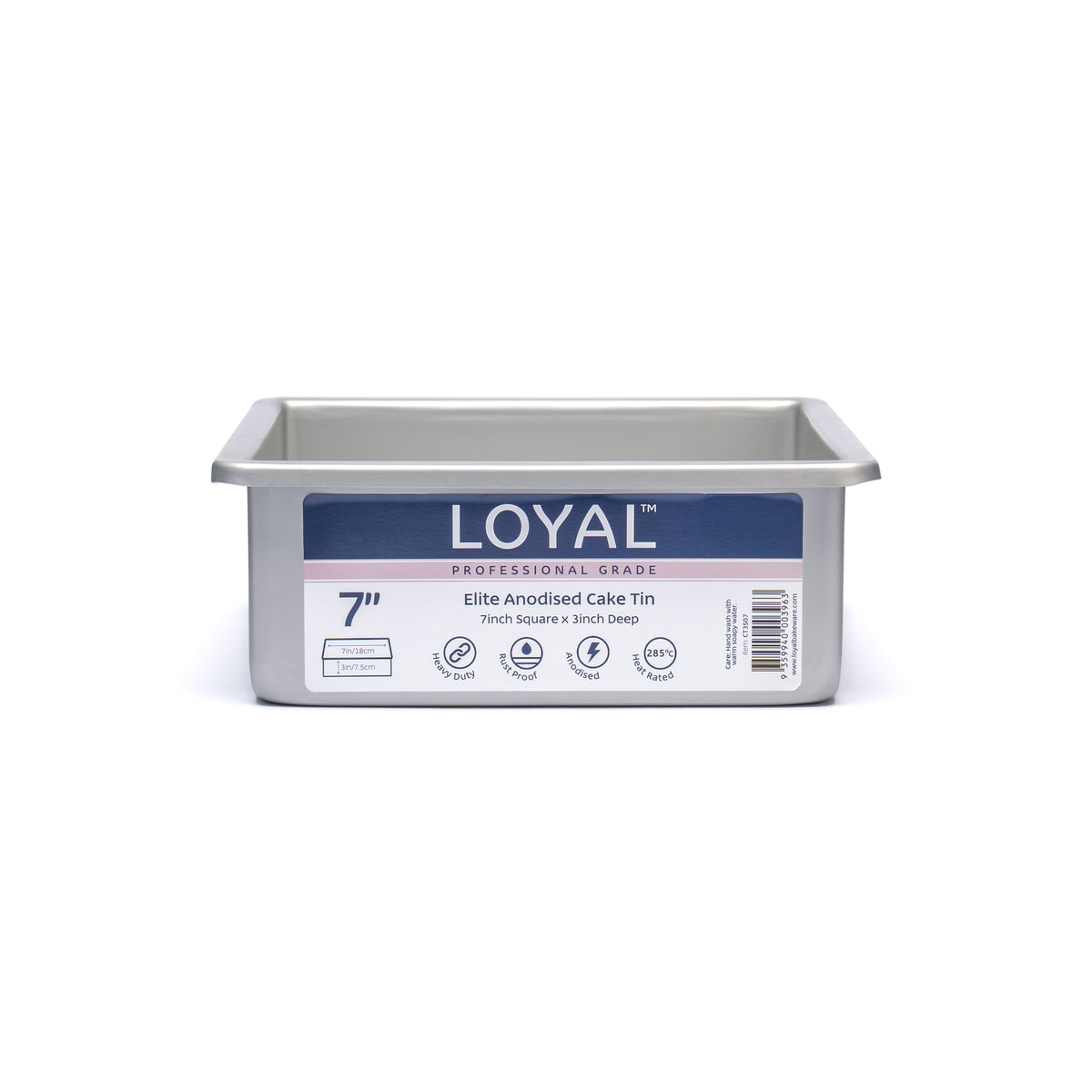 LOYAL Elite Anodised Cake Tin Square 3" Deep