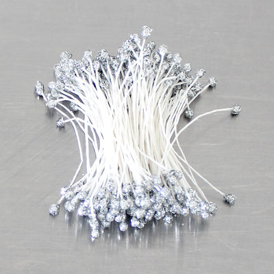 Floral Stamen Diamond Silver Medium (6pk)